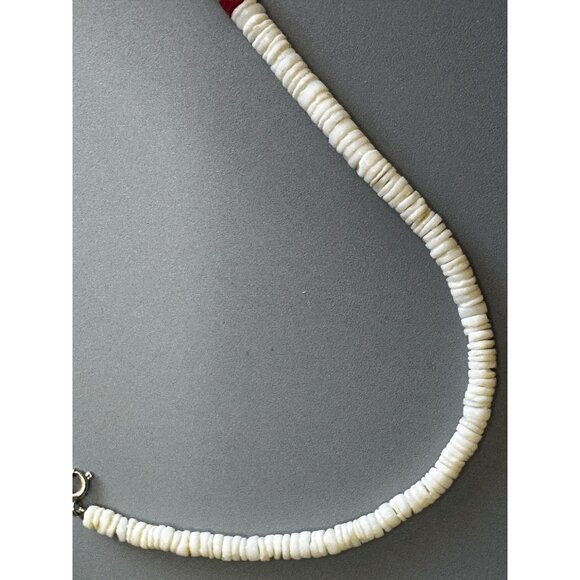 Vintage Spiny Oyster Shell Heishi Necklace Red Accents 16 Inches Southwestern - Picture 4 of 7
